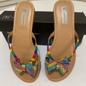 INC Womens Marsha Bright Multi Bow Slide Sandals